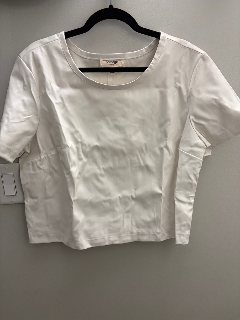 Anthropologie Cream Short Sleeve Boxy Tee